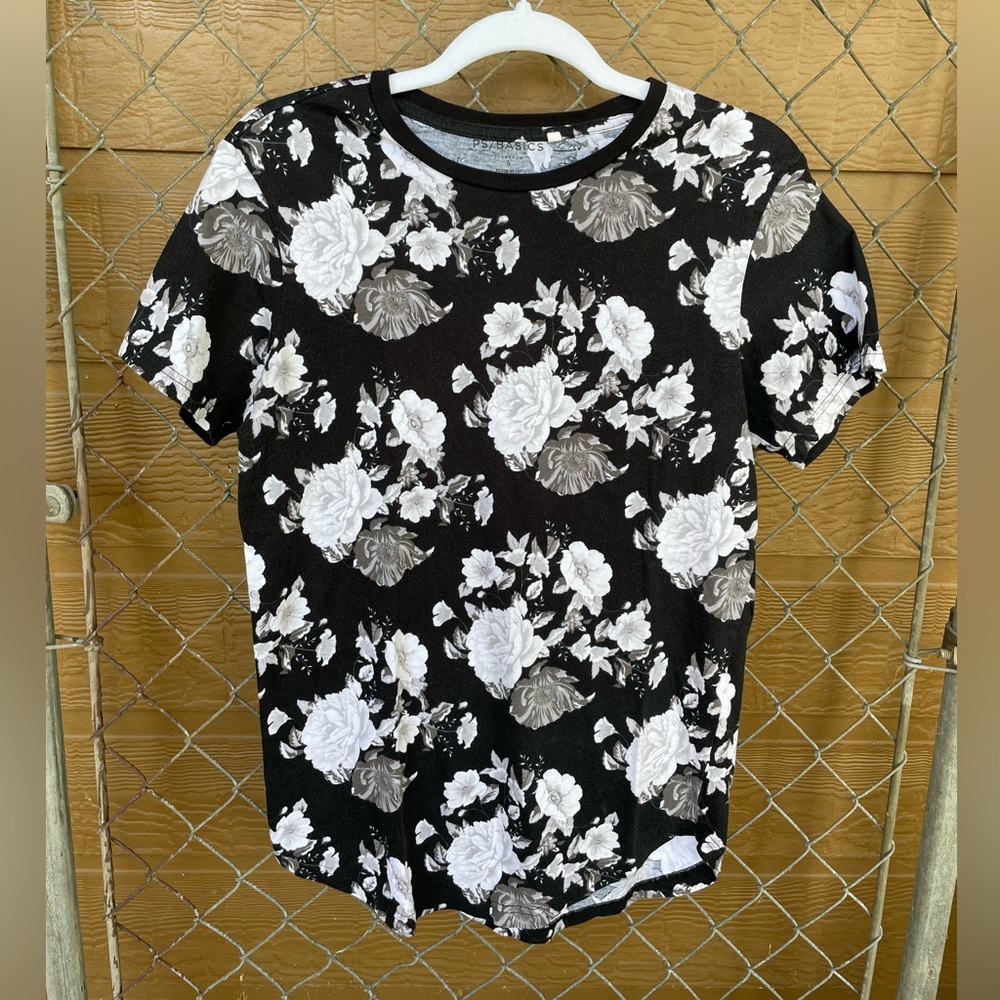 Men’s Black & White Rose Tee
